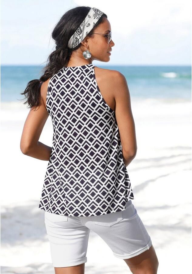 Lascana Bermuda met knoopsluiting katoen stretchstof korte broek - Foto 7