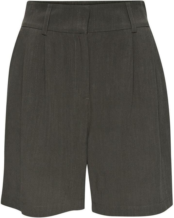 Lascana Bermuda met modieuze plooien vrouwelijke zomershorts geweven shorts