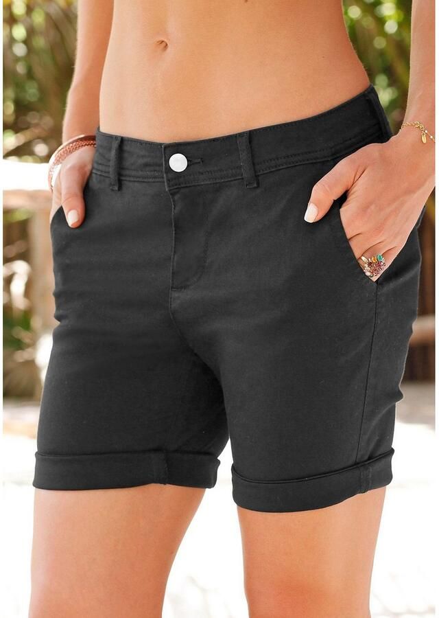 Lascana Bermuda om op te rollen van elastisch katoen korte broek shorts - Foto 2