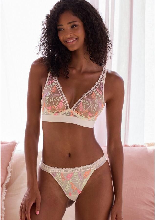 Lascana String Mirabel Amira-Collectie van mesh met glanzend bloe borduursel transparant ondergoed - Foto 3