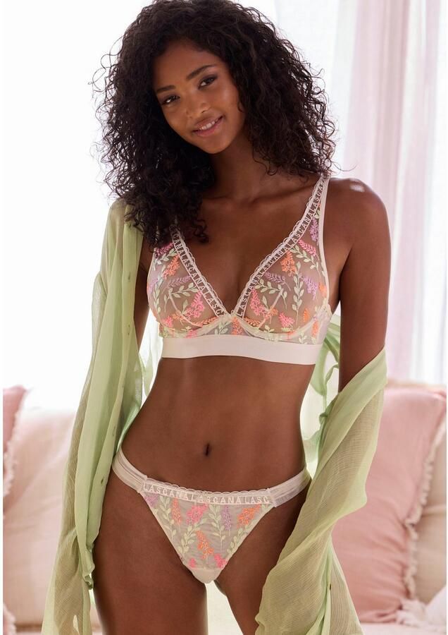 Lascana String Mirabel Amira-Collectie van mesh met glanzend bloe borduursel transparant ondergoed - Foto 2