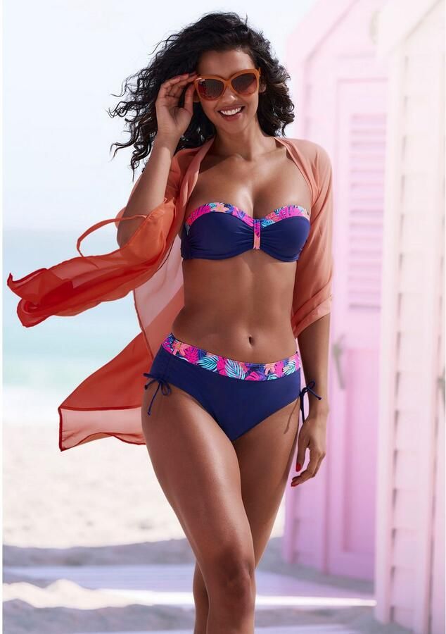 Lascana Beugelbandeau bikinitop Exotic met bedrukte rand aan de cups - Foto 4