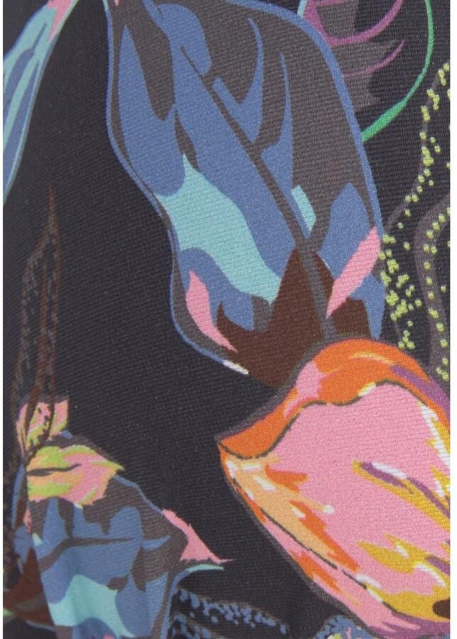 Lascana voorgevormde gebloemde strapless bandeau bikinitop donkergrijs blauw roze - Foto 4