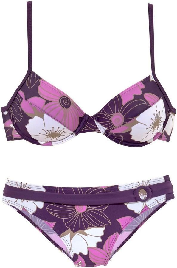 Lascana Beugelbikini floraal ontwerp bikini-broek met voorbedekking broek met decoratieve riem - Foto 4