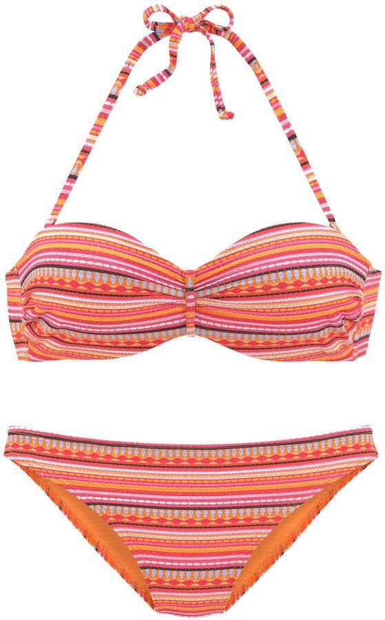 Lascana Beugelbikini in bandeaumodel met goudkleurige glitterstrepen - Foto 3