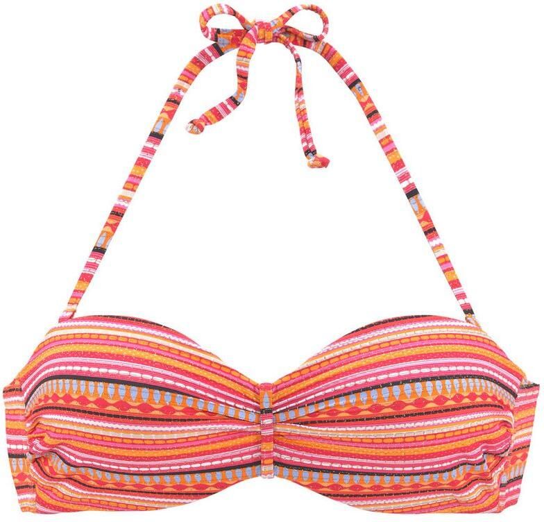 Lascana Beugelbikini in bandeaumodel met goudkleurige glitterstrepen - Foto 2