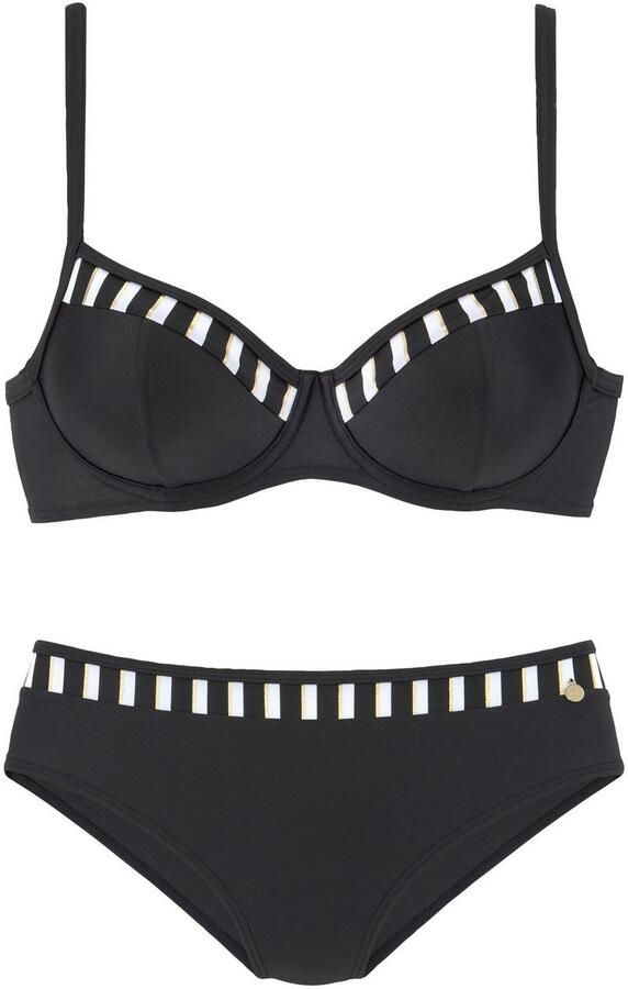 Lascana Beugelbikini met goudkleurige strepen - Foto 3