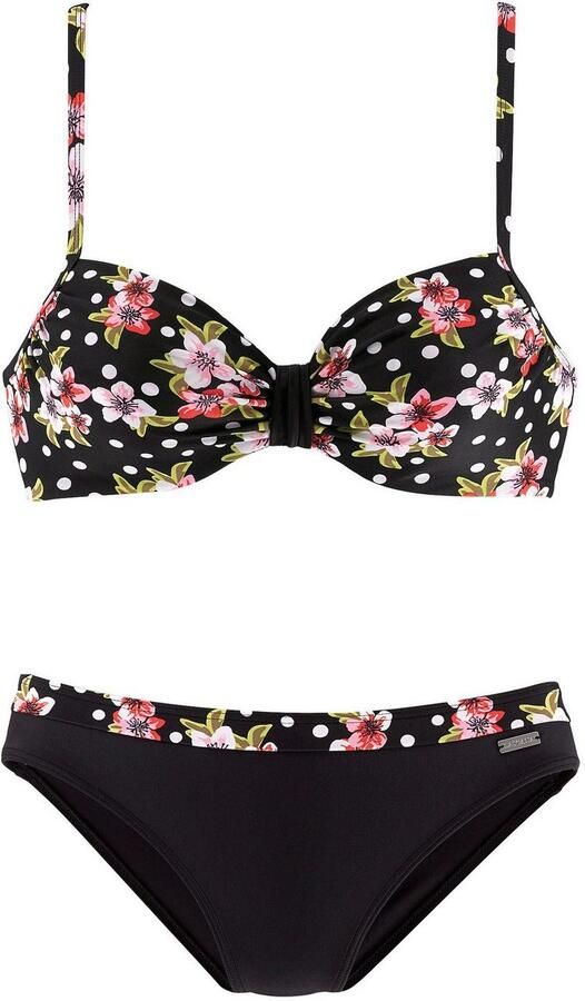 Lascana Beugelbikini verstelbare banden bikini-broek met bedrukte tailleband