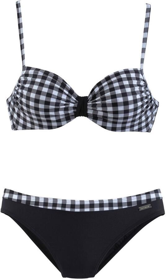 Lascana Beugelbikini zwart-witte ruitprint - Foto 2
