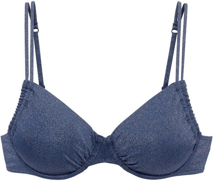 Lascana voorgevormde beugel bikinitop met lurex donkerblauw - Foto 3
