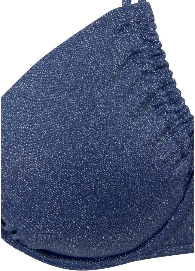 Lascana voorgevormde beugel bikinitop met lurex donkerblauw - Foto 4