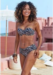 Lascana voorgevormde strapless bandeau bikinitop zwart grijs - Thumbnail 6