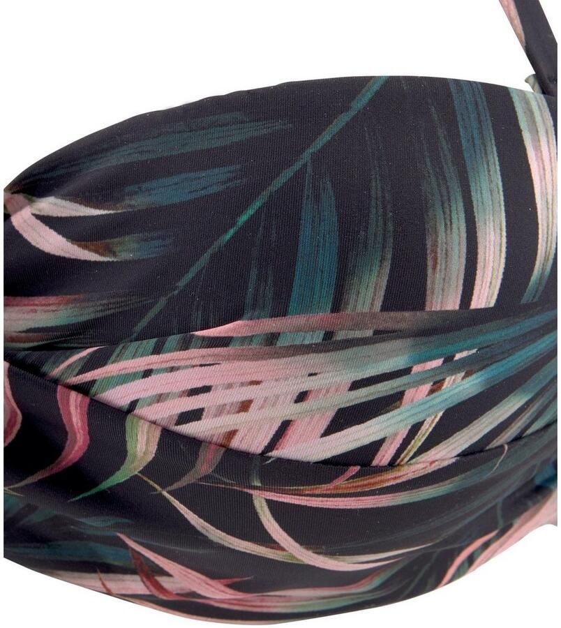 Lascana voorgevormde strapless bandeau bikinitop met all over print zwart roze - Foto 3