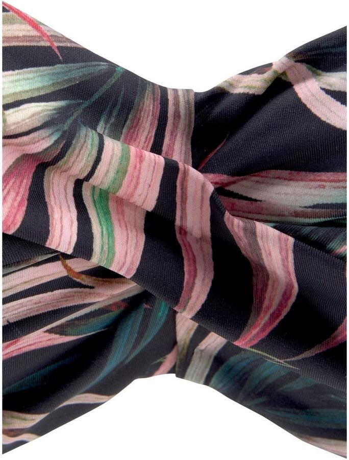Lascana voorgevormde strapless bandeau bikinitop met all over print zwart roze - Foto 4