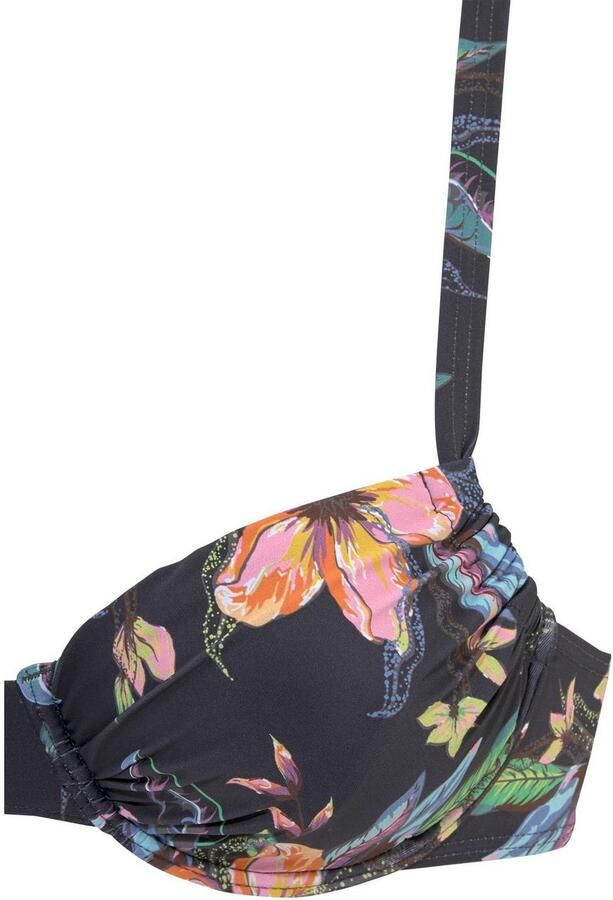 Lascana voorgevormde gebloemde beugel bikinitop donkergrijs blauw roze - Foto 4