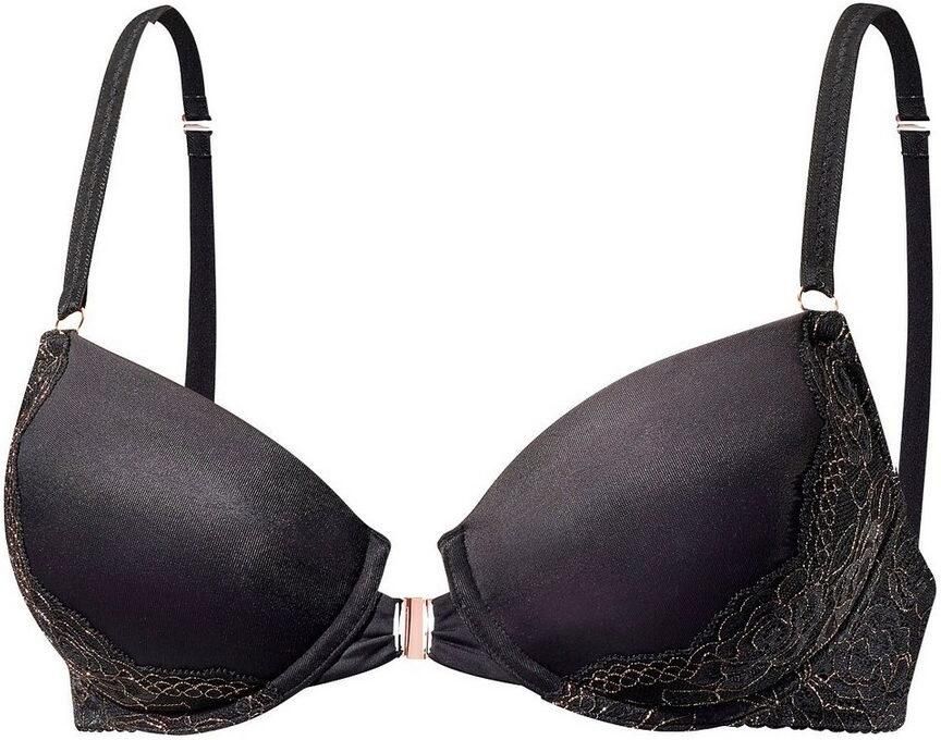 Lascana Bh met halterbandjes met voorklep en kant in een glanzend bronzen tint - Foto 3