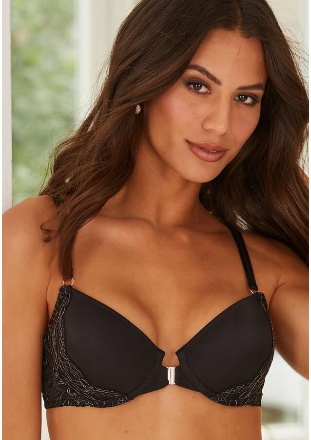 Lascana Bh met halterbandjes met voorklep en kant in een glanzend bronzen tint - Foto 2