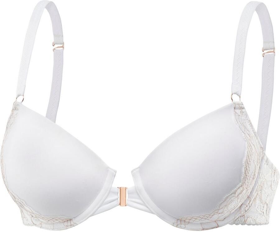 Lascana Bh met halterbandjes met voorklep en kant in een glanzend bronzen tint - Foto 12