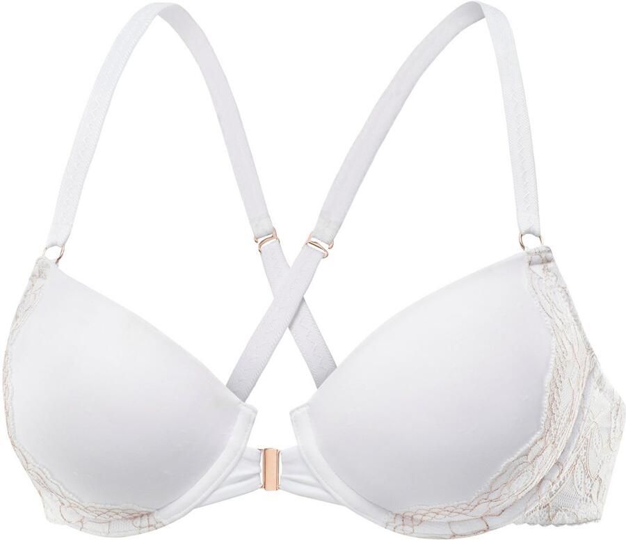 Lascana Bh met halterbandjes met voorklep en kant in een glanzend bronzen tint - Foto 2