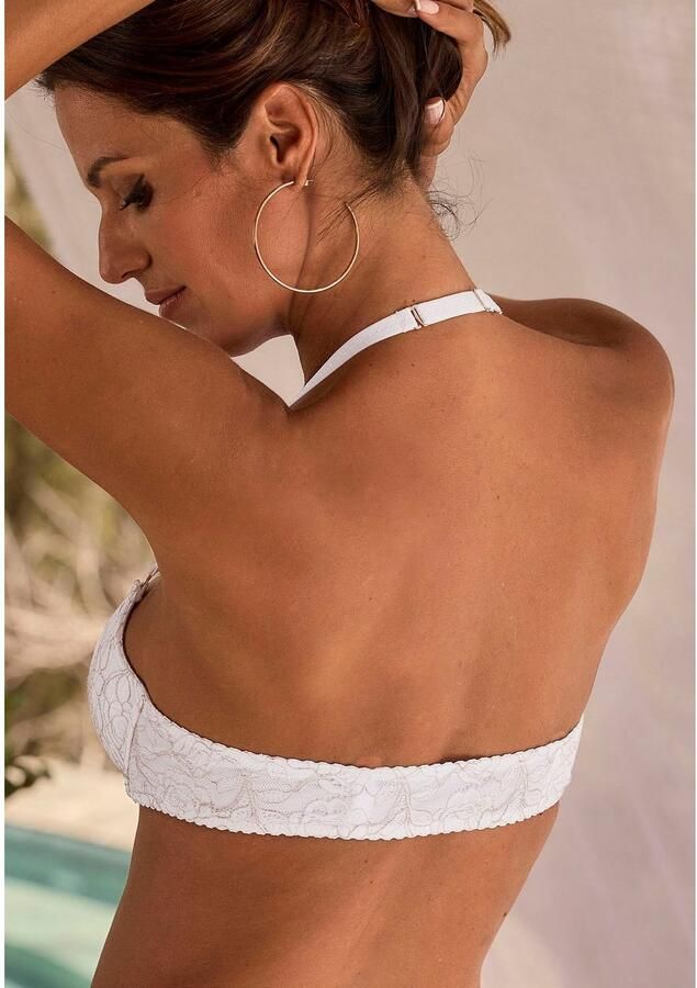 Lascana Bh met halterbandjes met voorklep en kant in een glanzend bronzen tint - Foto 11