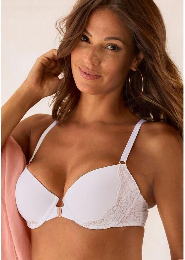 Lascana Bh met halterbandjes met voorklep en kant in een glanzend bronzen tint - Foto 4