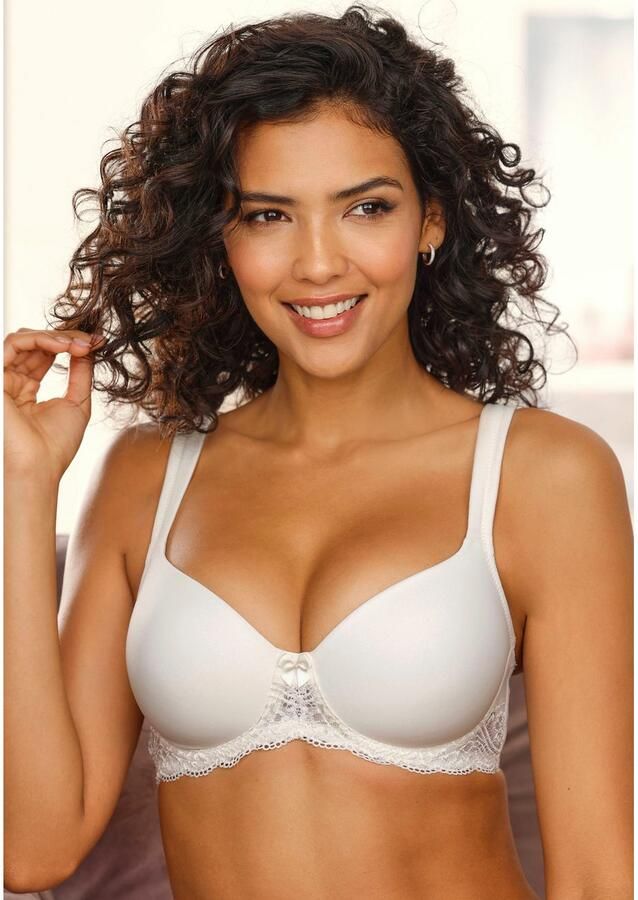 Lascana Bh met steuncups met beugels naadloze voorgevormde cups kanten details lingerie