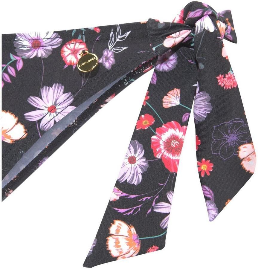 Lascana gebloemd strik bikinibroekje zwart multi