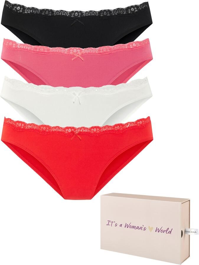 Lascana Bikinibroekje van elastische katoen in mooie doos (set 4 stuks)