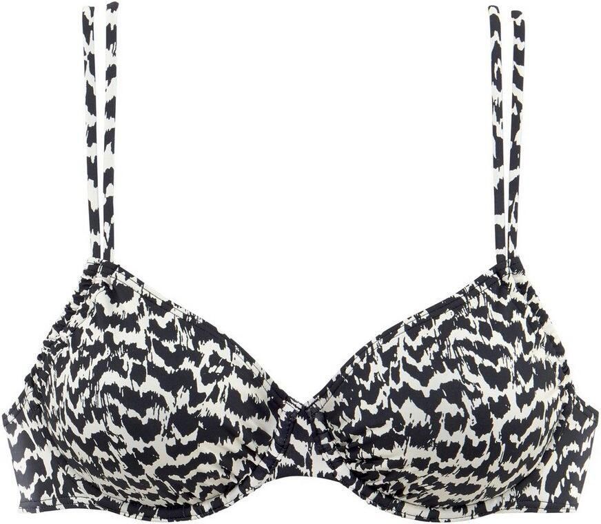 Lascana niet-voorgevormde beugel bikinitop met all over print zwart wit