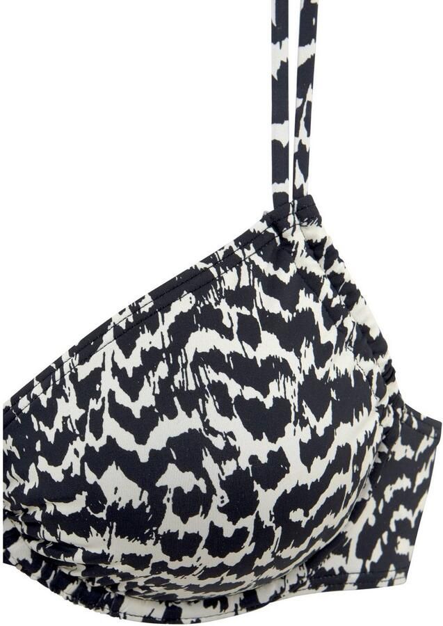 Lascana niet-voorgevormde beugel bikinitop met all over print zwart wit - Foto 3