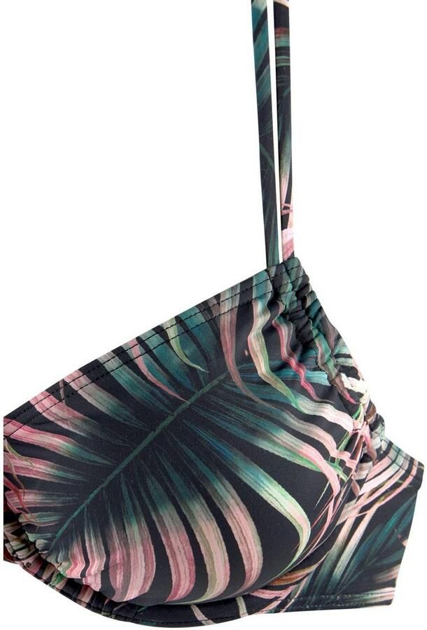 Lascana niet-voorgevormde beugel bikinitop zwart roze groen - Foto 3