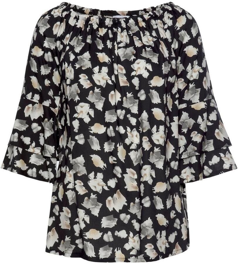 Lascana Blouse met carmenhals met alloverprint damesblouse schoudervrij casual