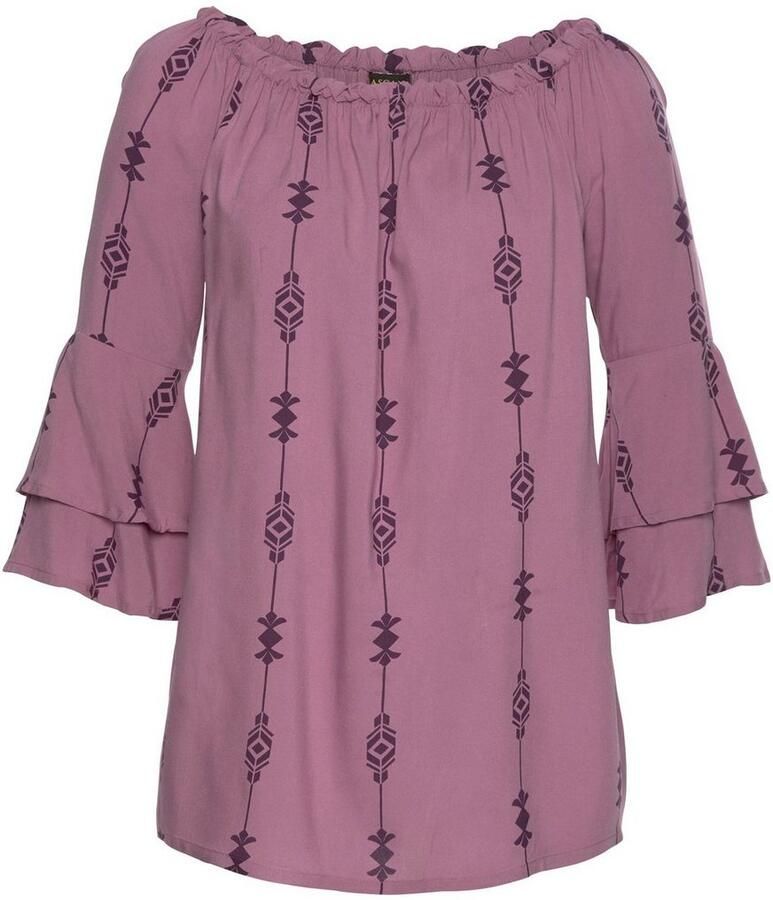 Lascana Blouse met carmenhals met etnische print damesblouse off-the-shoulder casual - Foto 3