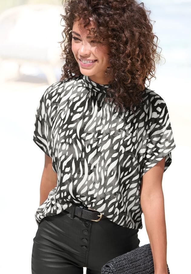 Lascana Blouse met korte mouwen in losse pasvorm damesblouse sportief elegant - Foto 4