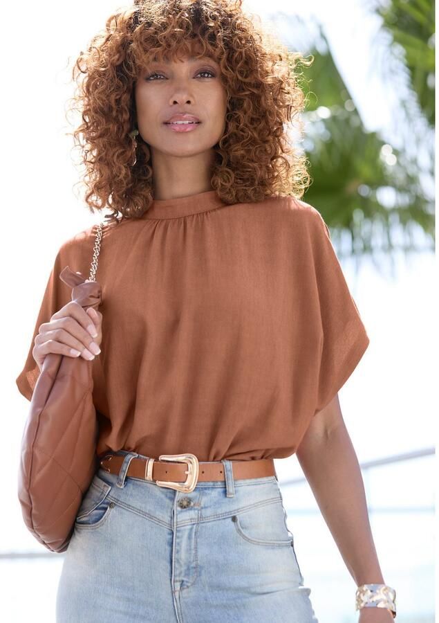 Lascana Blouse met korte mouwen in losse pasvorm damesblouse sportief elegant - Foto 4