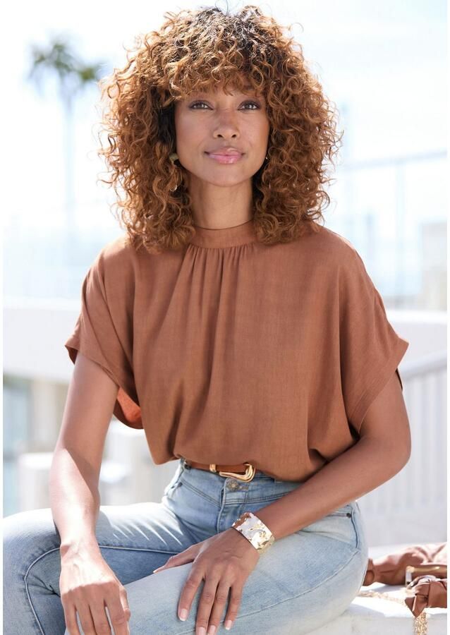 Lascana Blouse met korte mouwen in losse pasvorm damesblouse sportief elegant - Foto 3