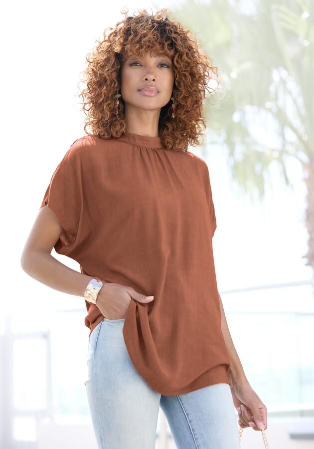 Lascana Blouse met korte mouwen in losse pasvorm damesblouse sportief elegant - Foto 6