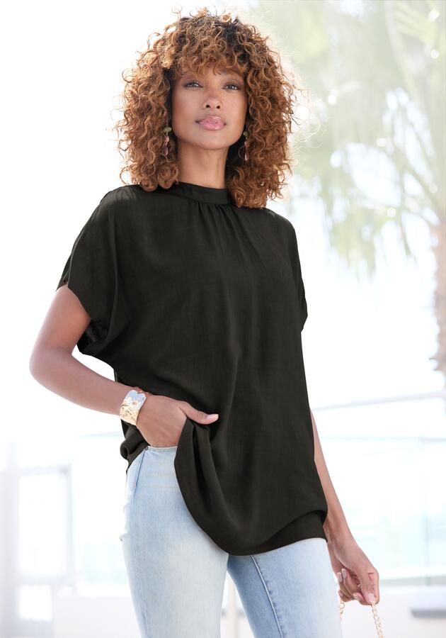 Lascana Blouse met korte mouwen in losse pasvorm damesblouse sportief elegant - Foto 5