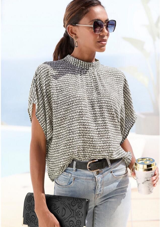 Lascana Blouse met korte mouwen met all-over print damesblouse sportief elegant - Foto 6