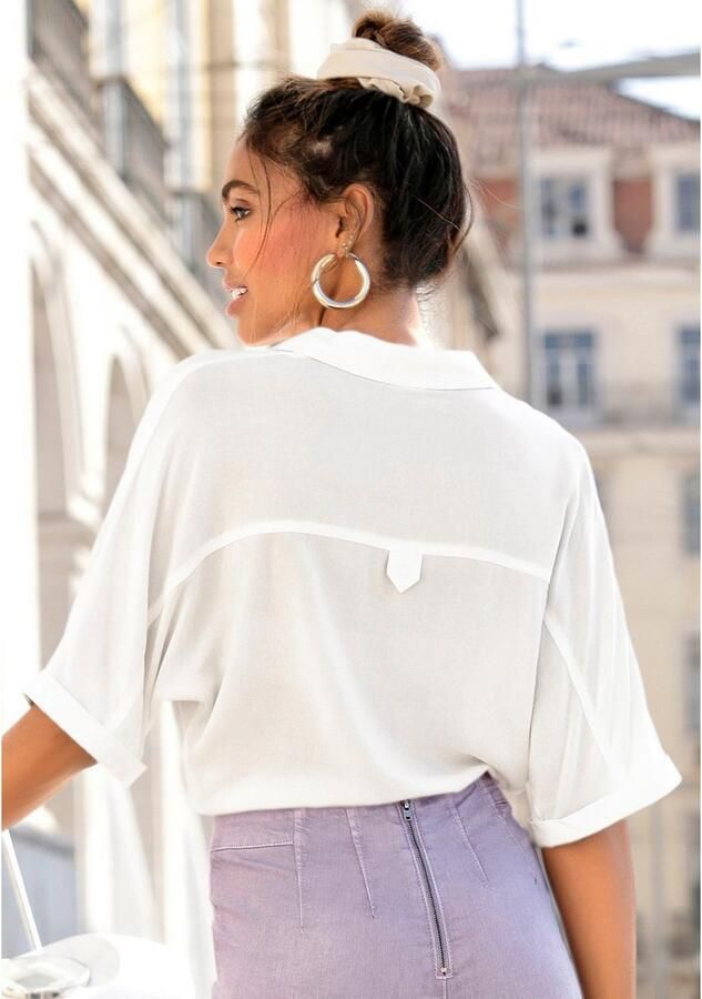 Lascana Blouse met korte mouwen met knoopdetail en knoopsluiting blazerkraag damesblouse - Foto 7