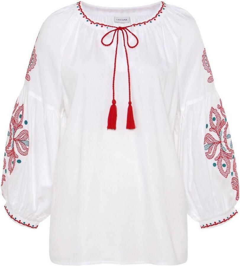 Lascana Blouse met lange mouwen met borduurwerk damesblouse tuniek boho-stijl