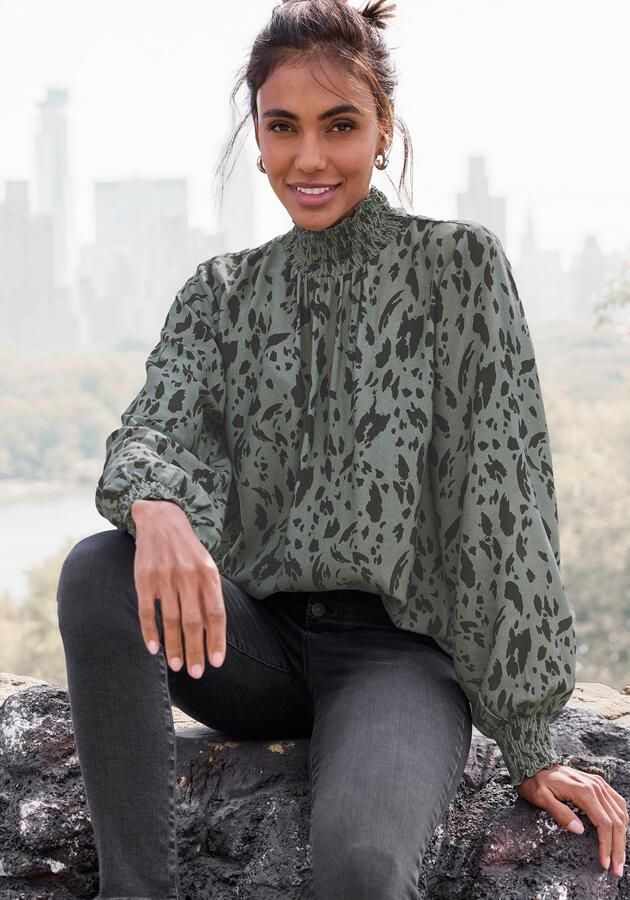 Lascana Blouse met lange mouwen met dierenprint leeuw-optiek elegante drukblouse modieus - Foto 6