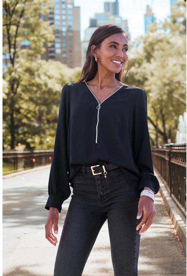 Lascana Blouse met lange mouwen met ritsdetail elegante damesblouse - Foto 4