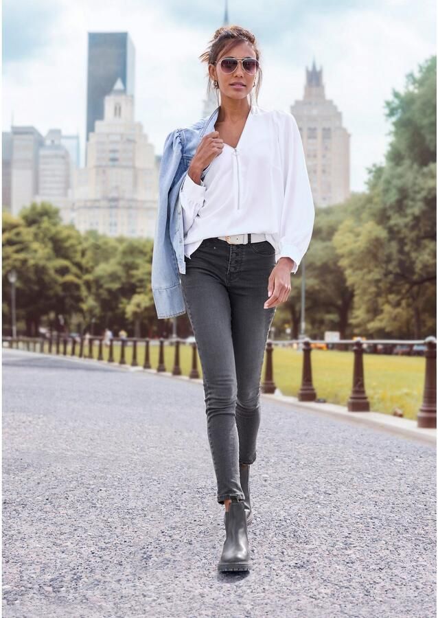 Lascana Blouse met lange mouwen met ritsdetail elegante damesblouse - Foto 4