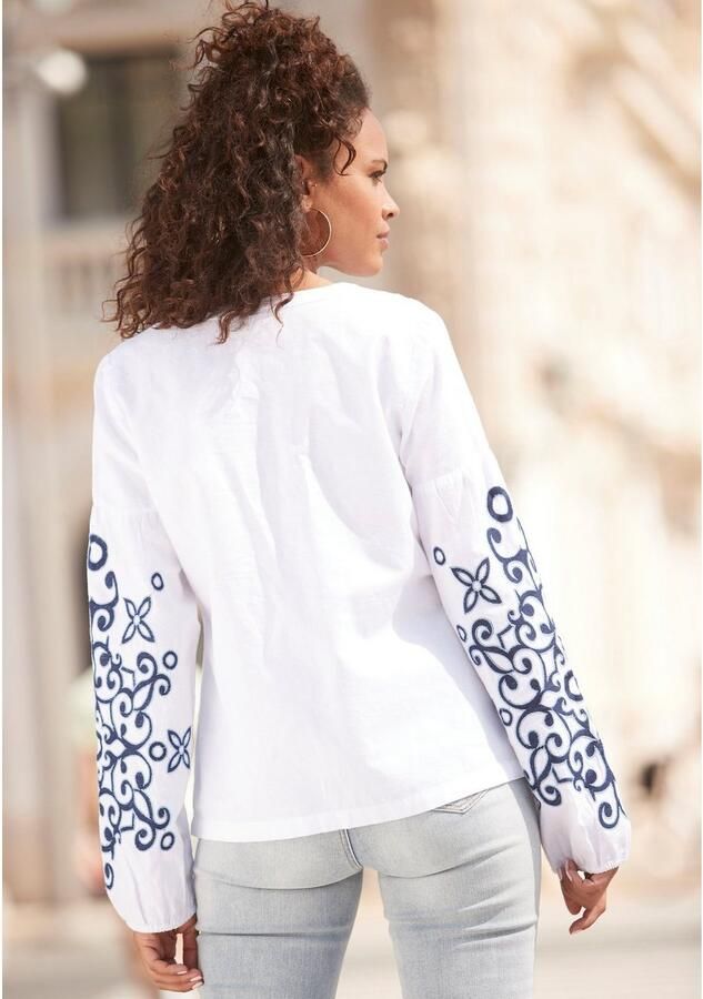 Lascana Blouse met lange mouwen met verfijnde borduurwerk damesblouse tuniek - Foto 5
