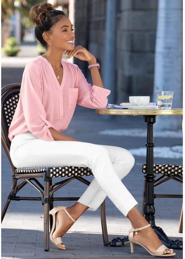 Lascana Blouse zonder sluiting met 3 4-mouwen en knoopsluiting damesblouse - Foto 4