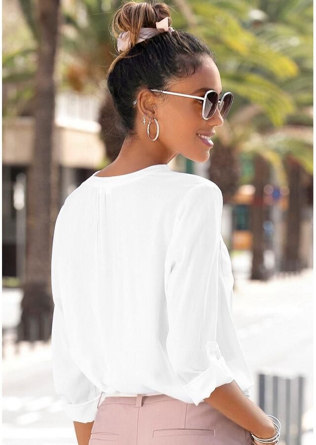 Lascana Blouse zonder sluiting met 3 4-mouwen en knoopsluiting damesblouse - Foto 4