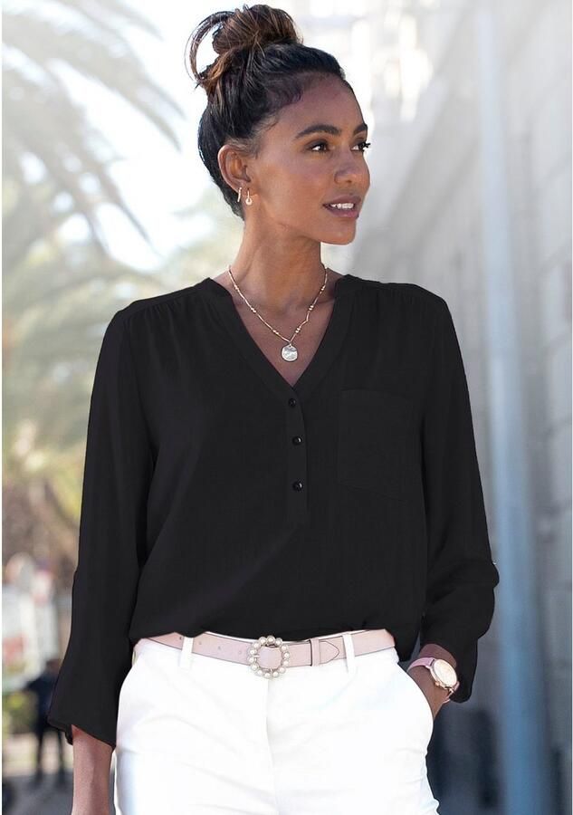 Lascana Blouse zonder sluiting met 3 4-mouwen en knoopsluiting damesblouse - Foto 7