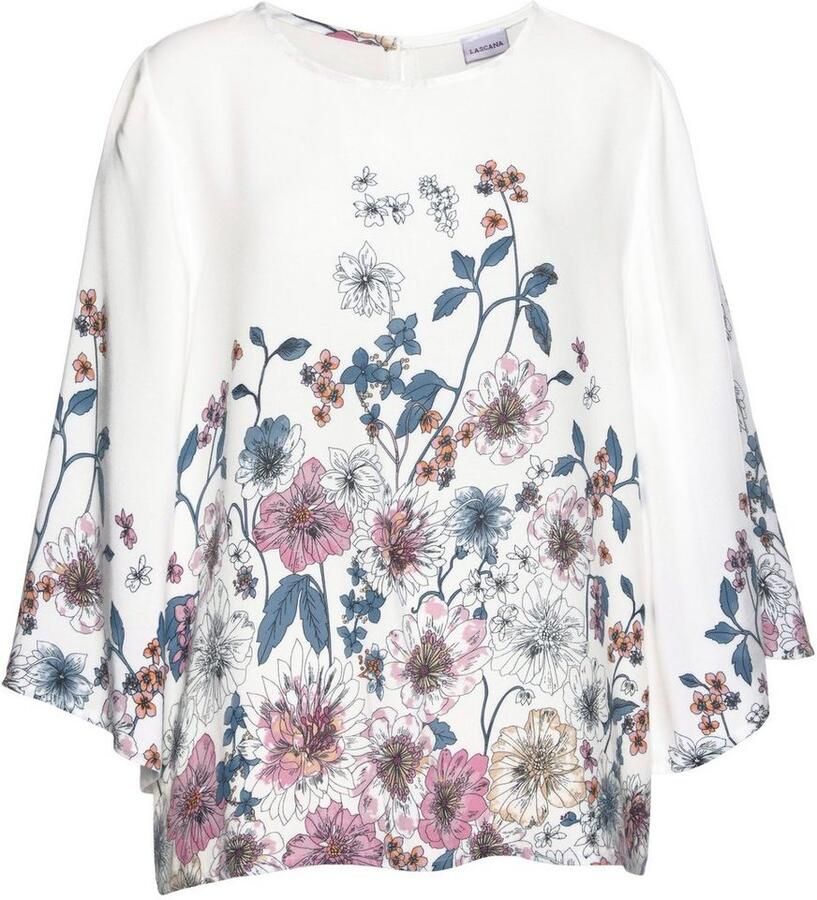 Lascana Blouse zonder sluiting met bloemenprint en trompetmouwen blouseshirt zomers
