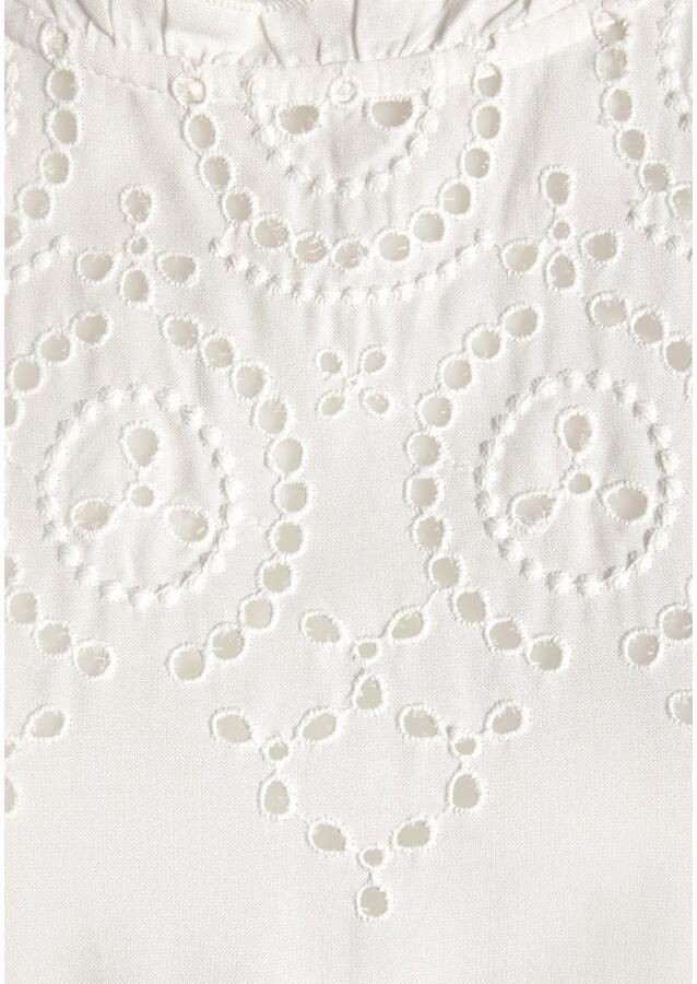 Lascana Blouse zonder sluiting met gaatjesborduurwerk en subtiele ruches 3 4-mouwen damesblouse - Foto 4